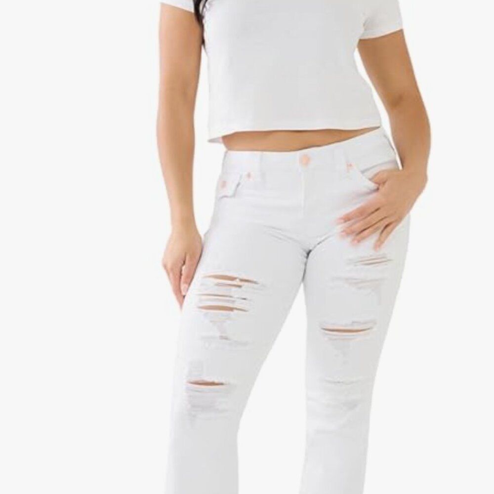 True Religion Women's Becca Boot Cut Destroyed Jean